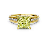 Yellow gold Fancy Yellow Princess  Solitaire Diamond Ring with Channel Set Band and Six-Prong Setting_28