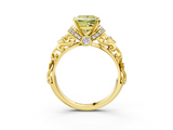 Yellow gold Fancy Yellow Princess  Solitaire Diamond Ring with Filigree Band and Four-Prong Setting_3