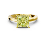 Yellow gold Fancy Yellow Princess  Solitaire Diamond Ring with Four-Prong Setting and Classic Band_3