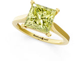 Yellow gold Fancy Yellow Princess  Solitaire Diamond Ring with Four-Prong Setting and Tapered Band 2