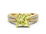 Yellow gold Fancy Yellow Princess  Solitaire Diamond Ring with Milgrain Pavé Band and Four-Prong Setting_19