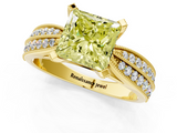 Yellow gold Fancy Yellow Princess  Solitaire Diamond Ring with Milgrain Pavé Band and Four-Prong Setting_20