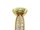 Yellow gold Fancy Yellow Princess  Solitaire Diamond Ring with Milgrain Pavé Band and Four-Prong Setting_24