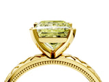 Yellow gold Fancy Yellow Princess  Solitaire Diamond Ring with Milgrain and Black Enamel X Pattern Band_33