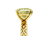 Yellow gold Fancy Yellow Princess  Solitaire Diamond Ring with Milgrain and Black Enamel X Pattern Band_34