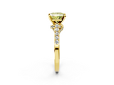 Yellow gold Fancy Yellow Princess  Solitaire Diamond Ring with Pavé Band and Four-Prong Setting_2