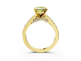Yellow gold Fancy Yellow Princess  Solitaire Diamond Ring with Pavé Band and Four-Prong Setting_3