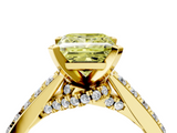 Yellow gold Fancy Yellow Princess  Solitaire Diamond Ring with Pavé Band and Four-Prong Setting_4