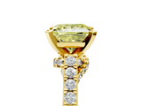 Yellow gold Fancy Yellow Princess  Solitaire Diamond Ring with Pavé Band and Four-Prong Setting_5