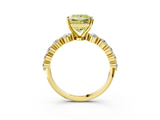 Yellow gold Fancy Yellow Princess  Solitaire Diamond Ring with Pave Band and Four-Prong Setting_3