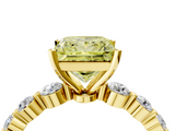 Yellow gold Fancy Yellow Princess  Solitaire Diamond Ring with Pave Band and Four-Prong Setting_4