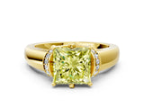 Yellow gold Fancy Yellow Princess  Solitaire Diamond Ring with Pave Band and Six-Prong Setting_24