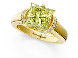 Yellow gold Fancy Yellow Princess  Solitaire Diamond Ring with Pave Band and Six-Prong Setting_25