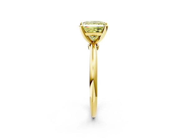 Yellow gold Fancy Yellow Princess Cut Diamond Solitaire Ring with Six-Prong Setting and Classic Band