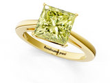 Yellow gold Fancy Yellow Princess  Solitaire Diamond Ring with Split Shank and Four-Prong Setting_1