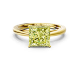 Yellow gold Fancy Yellow Princess  Solitaire Diamond Ring with Split Shank and Four-Prong Setting_12
