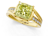 Yellow gold Fancy Yellow Princess  Solitaire Diamond Ring with Split Shank and Prong Setting_38