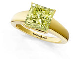 Yellow gold Fancy Yellow Princess  Solitaire Diamond Ring with Tapered Band and Four-Prong Setting_54