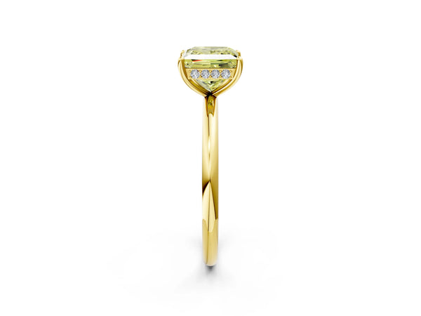 Yellow gold Fancy Yellow Princess  Solitaire Diamond Ring with a Classic Band and Four-Prong Setting