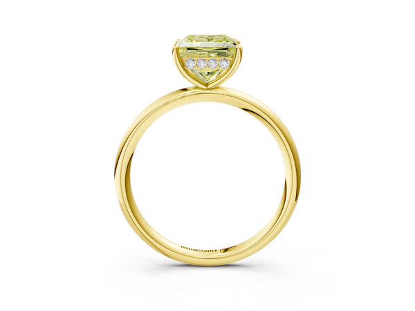 Yellow gold Fancy Yellow Princess  Solitaire Diamond Ring with a Classic Band and Four-Prong Setting