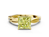 Yellow gold Fancy Yellow Princess  Solitaire Diamond Twisted Band with Four-Prong Setting