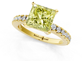 Yellow gold Fancy Yellow Princess  Solitaire Diamond with Pavé Band and Four-Prong Setting_1