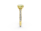 Yellow gold Fancy Yellow Princess  Solitaire Diamond with Pavé Band and Four-Prong Setting_2