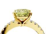 Yellow gold Fancy Yellow Princess  Solitaire Diamond with Pavé Band and Four-Prong Setting_4