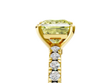 Yellow gold Fancy Yellow Princess  Solitaire Diamond with Pavé Band and Four-Prong Setting_5