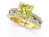 Yellow gold Fancy Yellow Princess  Solitaire Diamond with Pave and Channel Set Band_1