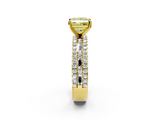 Yellow gold Fancy Yellow Princess  Solitaire Diamond with Pave and Channel Set Band_2