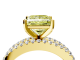 Yellow gold Fancy Yellow Princess  Solitaire Diamond with Pave and Channel Set Band_4
