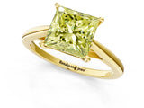 Yellow gold Fancy Yellow Princess  Solitaire Engagement Ring with Four-Prong Setting and Classic Band 1
