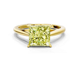 Yellow gold Fancy Yellow Princess  Solitaire Engagement Ring with Four-Prong Setting and Classic Band
