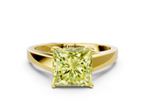 Yellow gold Fancy Yellow Princess  Solitaire Engagement Ring with Four-Prong Setting and Tapered Band_3
