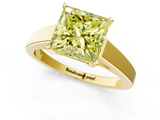 Yellow gold Fancy Yellow Princess  Solitaire Engagement Ring with Four-Prong Setting and Tapered Band_4