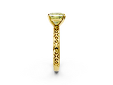 Yellow gold Fancy Yellow Princess  Solitaire Engagement Ring with Scrollwork Band and Four-Prong Setting_2