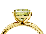 Yellow gold Fancy Yellow Princess  Solitaire Engagement Ring with Scrollwork Band and Four-Prong Setting_4