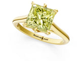 Yellow gold Fancy Yellow Princess  Solitaire Engagement Ring with Six-Prong Setting and Classic Band 1