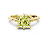 Yellow gold Fancy Yellow Princess  Solitaire Engagement Ring with Six-Prong Setting and Classic Band