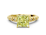 Yellow gold Fancy Yellow Princess  Solitaire Floral Milgrain Engagement Ring_53