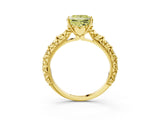Yellow gold Fancy Yellow Princess  Solitaire Floral Milgrain Engagement Ring_56