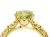 Yellow gold Fancy Yellow Princess  Solitaire Floral Milgrain Engagement Ring_57