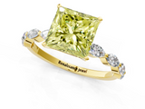 Yellow gold Fancy Yellow Princess  Solitaire Marquise Side Stone Prong Setting Ring_1