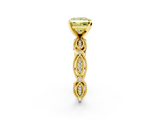 Yellow gold Fancy Yellow Princess  Solitaire Milgrain Diamond Engagement Ring with Bezel and Marquise Band_2