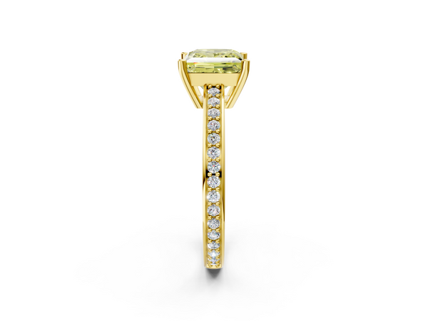 Yellow gold Fancy Yellow Princess  Solitaire Pavé Band Prong Setting Ring