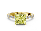Yellow gold Fancy Yellow Princess  Solitaire Pavé Band with Four-Prong Setting