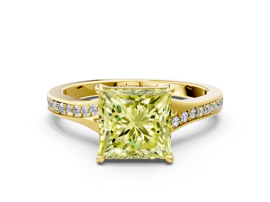 Yellow gold Fancy Yellow Princess  Solitaire Pavé Band with Four-Prong Setting_17