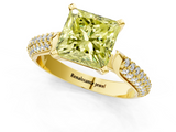 Yellow gold Fancy Yellow Princess  Solitaire Pavé Diamond Engagement Ring with Four-Prong Setting_1
