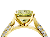 Yellow gold Fancy Yellow Princess  Solitaire Pavé Diamond Engagement Ring with Four-Prong Setting_4